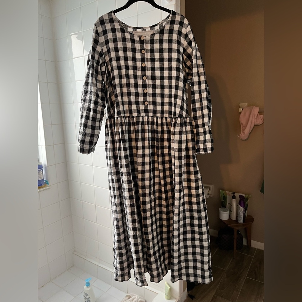 Not perfect linen gingham Mama maxi dress